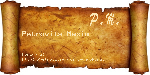 Petrovits Maxim névjegykártya